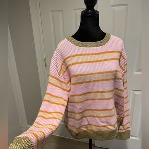 Pink and gold metallic sweater